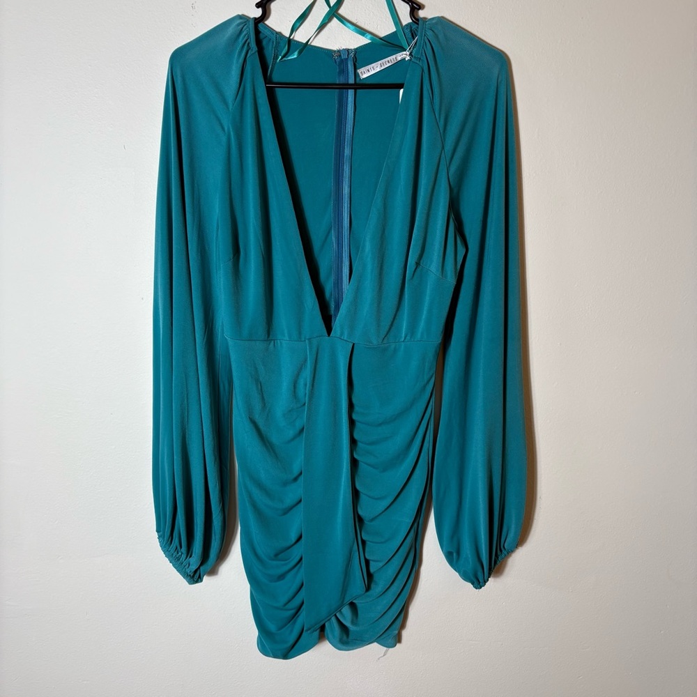 NWT‎ Saints + Sinners Teal Ruched Plunge Dress Size Medium